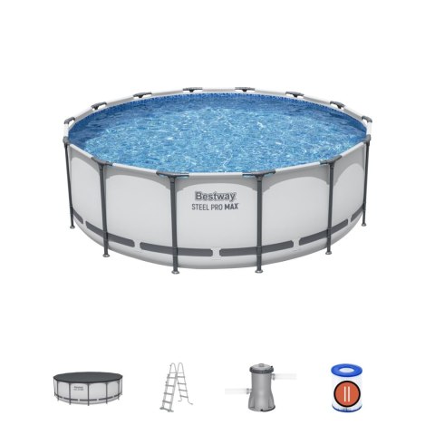 Basen stelażowy Steel Pro MAX 427x122 Szary 14FT BESTWAY 5w1 + Akcesoria
