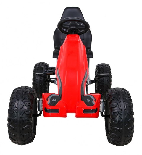 Duży Gokart Strong na pedały dla dzieci Czerwony + Obciążenie 100 kg + Koła EVA + Hamulec ręczny + Sportowy fotel