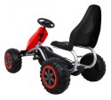 Duży Gokart Strong na pedały dla dzieci Czerwony + Obciążenie 100 kg + Koła EVA + Hamulec ręczny + Sportowy fotel