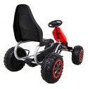 Duży Gokart Strong na pedały dla dzieci Czerwony + Obciążenie 100 kg + Koła EVA + Hamulec ręczny + Sportowy fotel