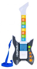 Kolorowa Gitara elektryczna dla dzieci 3+ Mikrofon na statywie + Dźwięki Światła