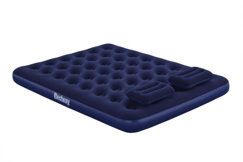 Dmuchany Materac do spania Queen 2-osobowy flokowany BESTWAY 203x152x22cm + Pompka + 2 Poduszki