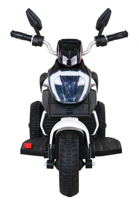 Motorek Fast Tourist na akumulator dla dzieci Biały + Audio + Światła + Ekoskóra