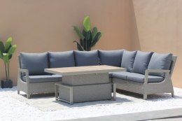 Zestaw mebli ogrodowych Royal Comfort techorattan szary + Duży Narożnik + Regulowany Stół + 13 Poduszek