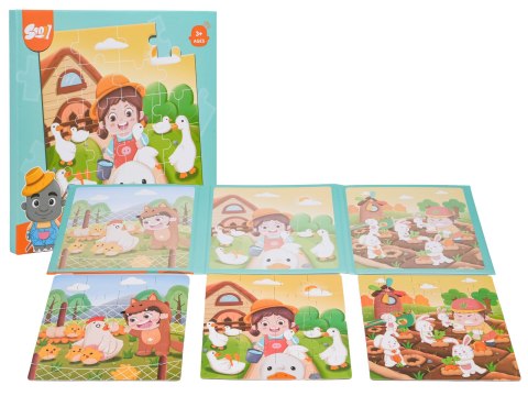 Magnetyczne Puzzle Farma + Książeczka