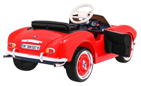 Autko BMW 507 Retro elektryczne dla dzieci Czerwony Roadster